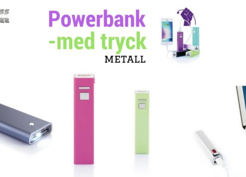 Powerbank med tryck i metal
